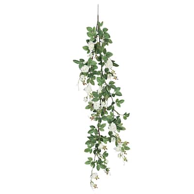 Cream White Artificial Tea Rose Flower Stem Hanging Spray 48in - 48" L x 7" W x 5" DP