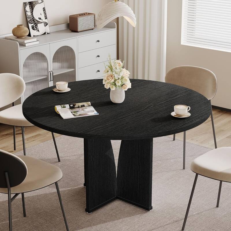 39.4-inch Wood Round Kitchen/Dining Table for 4 People Dining/Living Room