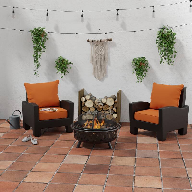 Sunbrella 24" x 47" Rust Solid Outdoor Deep Seat Cushion Set with Welt - 46.5'' L x 24'' W x 6'' H - Canvas Rust