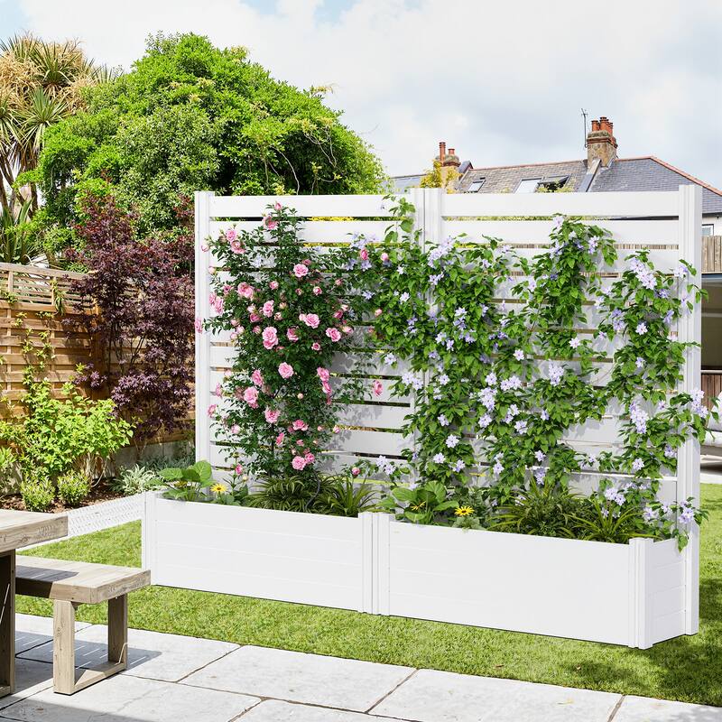 Outdoor PVC Privacy Raised Garden Bed Panels Planter Box With Ground Stakes