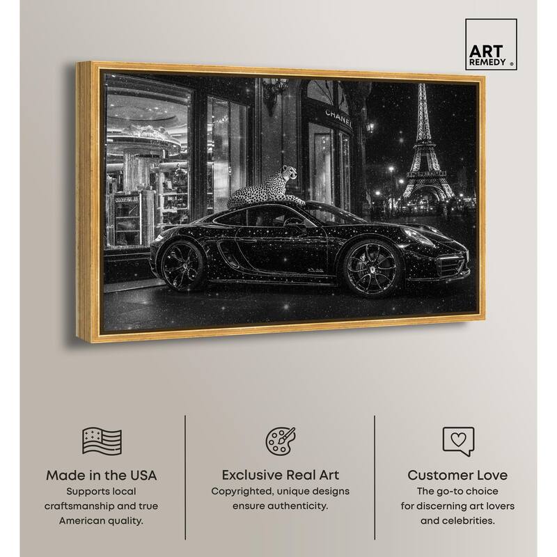 Glistening Cheetah and Car Canvas by Art Remedy