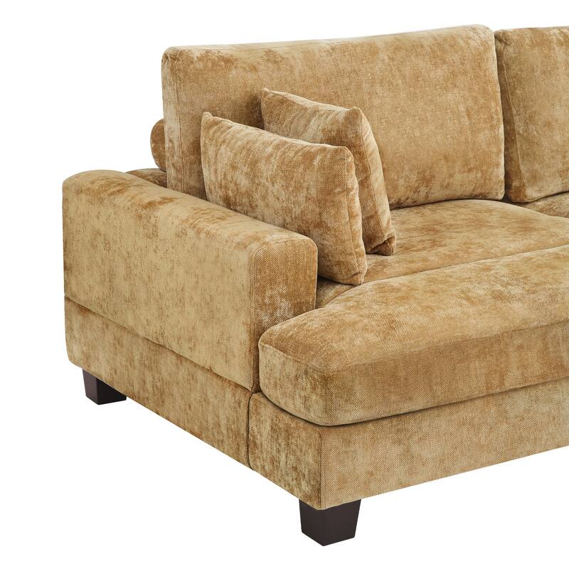 88"W 3-Seater Sofa Chenille Upholstered Couch Modern Loveseat Sofa Wooden Frame Sofa for Living Room