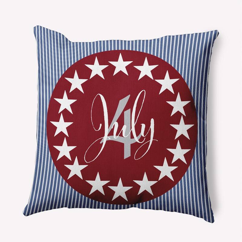 July Four Indoor/Outdoor Throw Pillow - 16" x 16" - Red