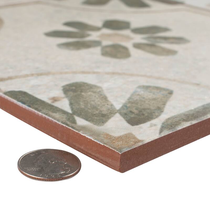 Merola Tile Kings Blume Sage 17-5/8" x 17-5/8" Ceramic Floor and Wall Tile