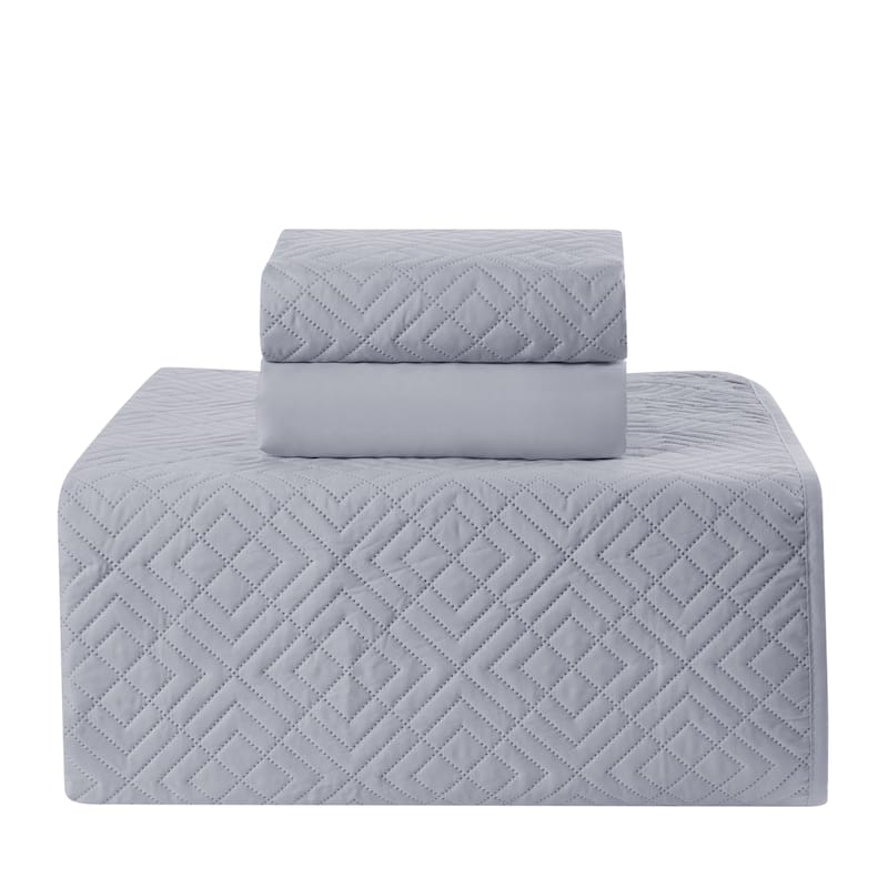 Clara Clark Diamond Weave Toddler Bedding Set, 3PC Bedspread Set - All Season Quilted Comforter, Fitted Sheet, and Pillow Sham