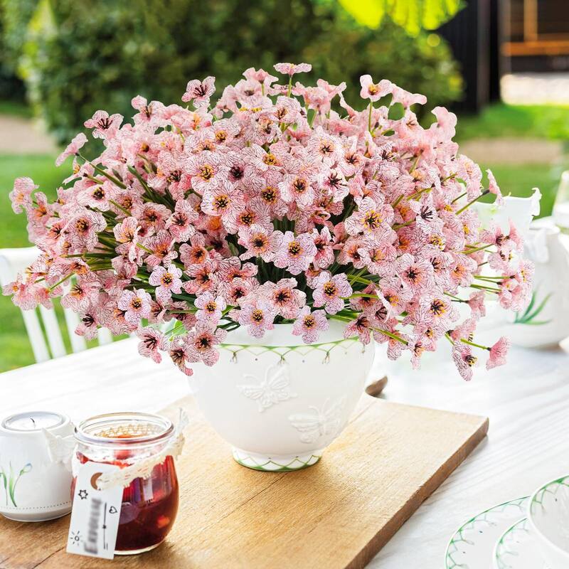 72 Bundles Artificial Flowers for Outdoors UV Resistant Fake Silk Flowers No Fade Greenery Shrubs Plants