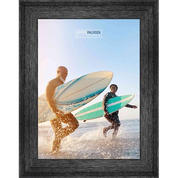 17x12 Distressed/Aged Black Complete Wood Picture Frame with UV