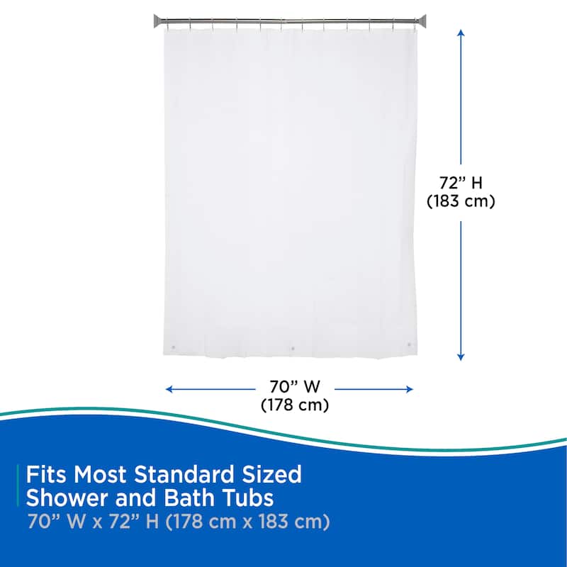 Kenney Lightweight PEVA Shower Curtain Liner, 70" W x 72" H, 2-Pack - White