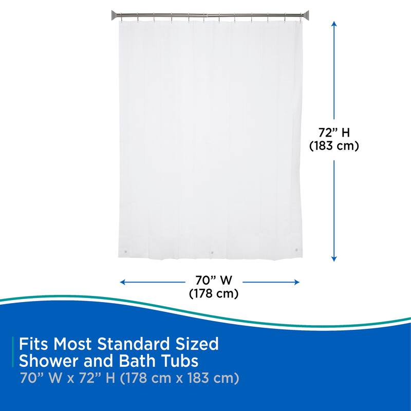 Kenney Lightweight PEVA Shower Curtain Liner, 70" W x 72" H