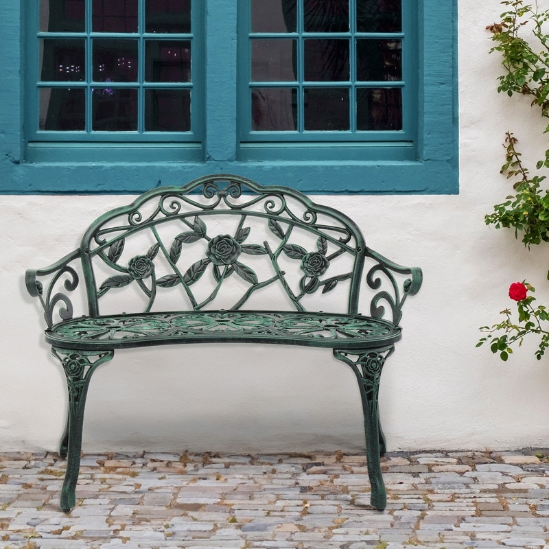Patio 38.5 in. Cast Aluminum Park Bench - On Sale - Overstock