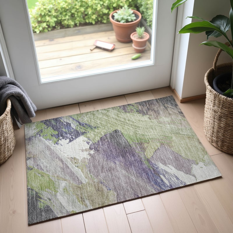 Premium Washable Super Soft Contemporary Brush Mayfield Rug - Aloe - 1'8" x 2'6"