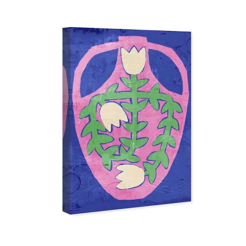 Wynwood Studio Canvas Floral and Botanical Floral Vase Blue Purple and Modern & Contemporary Wall Art Canvas Print