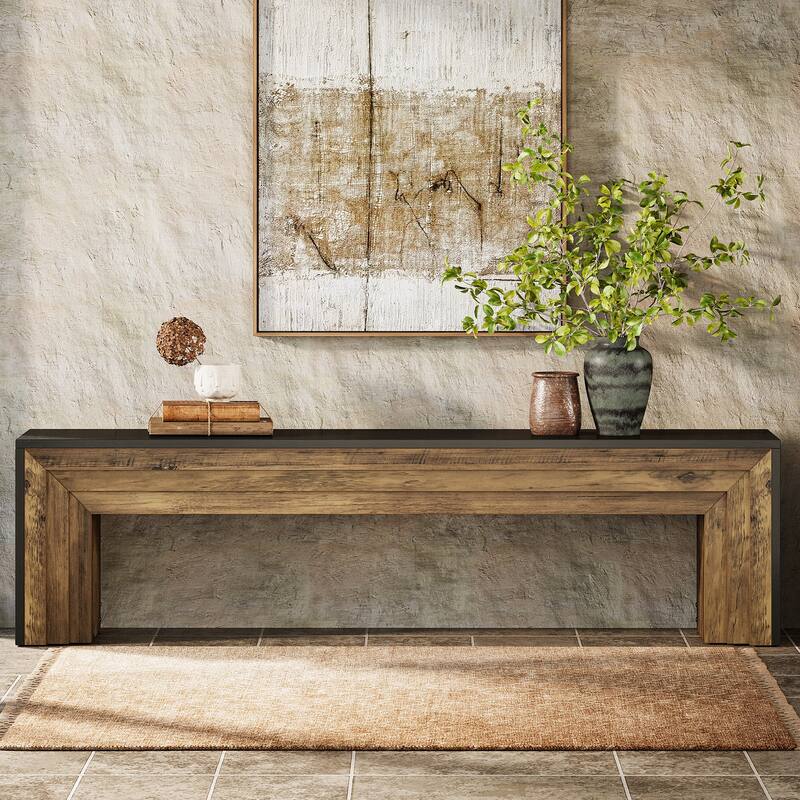 Modern Farmhouse Entryway Bench, 71" Extra Long Shoe Bench