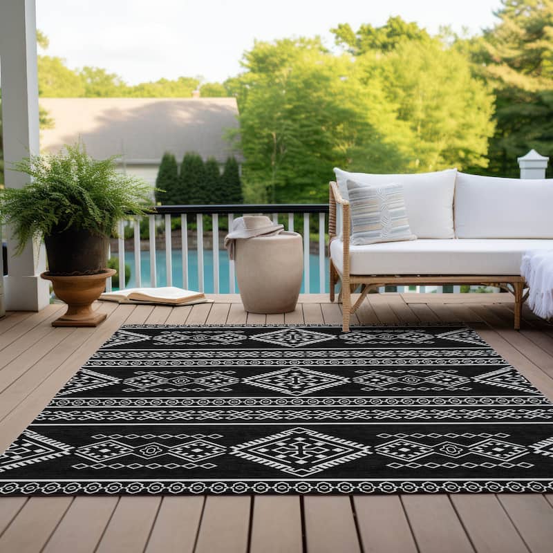 Machine Washable Indoor/ Outdoor Chantille Moroccan Boho Rug