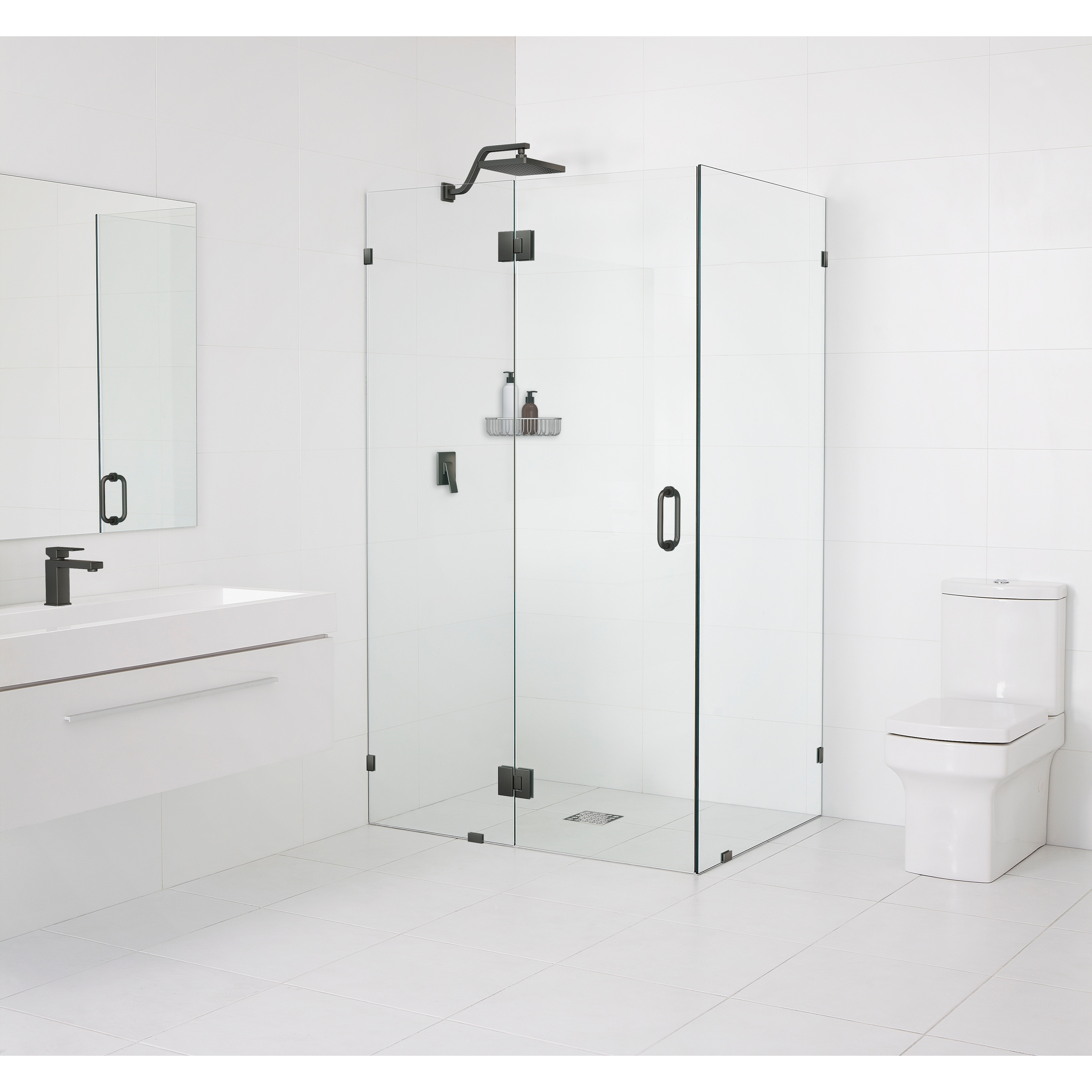 Glass Warehouse 78" x 34" x 34" Frameless 90 Degree Shower Enclosure - Glass Hinge