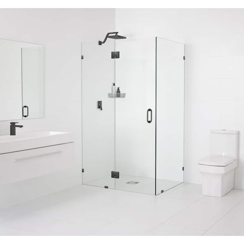 Glass Warehouse 78" x 48" x 30" Frameless 90 Degree Shower Enclosure - Glass Hinge - Oil Rubbed Bronze