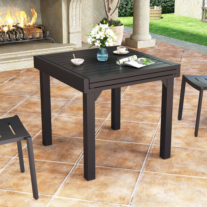 VredHom Outdoor Aluminum Expandable Dining Table for 4-6 People - 63" / 31.5" (L) x 31.5" W x 29.5" H