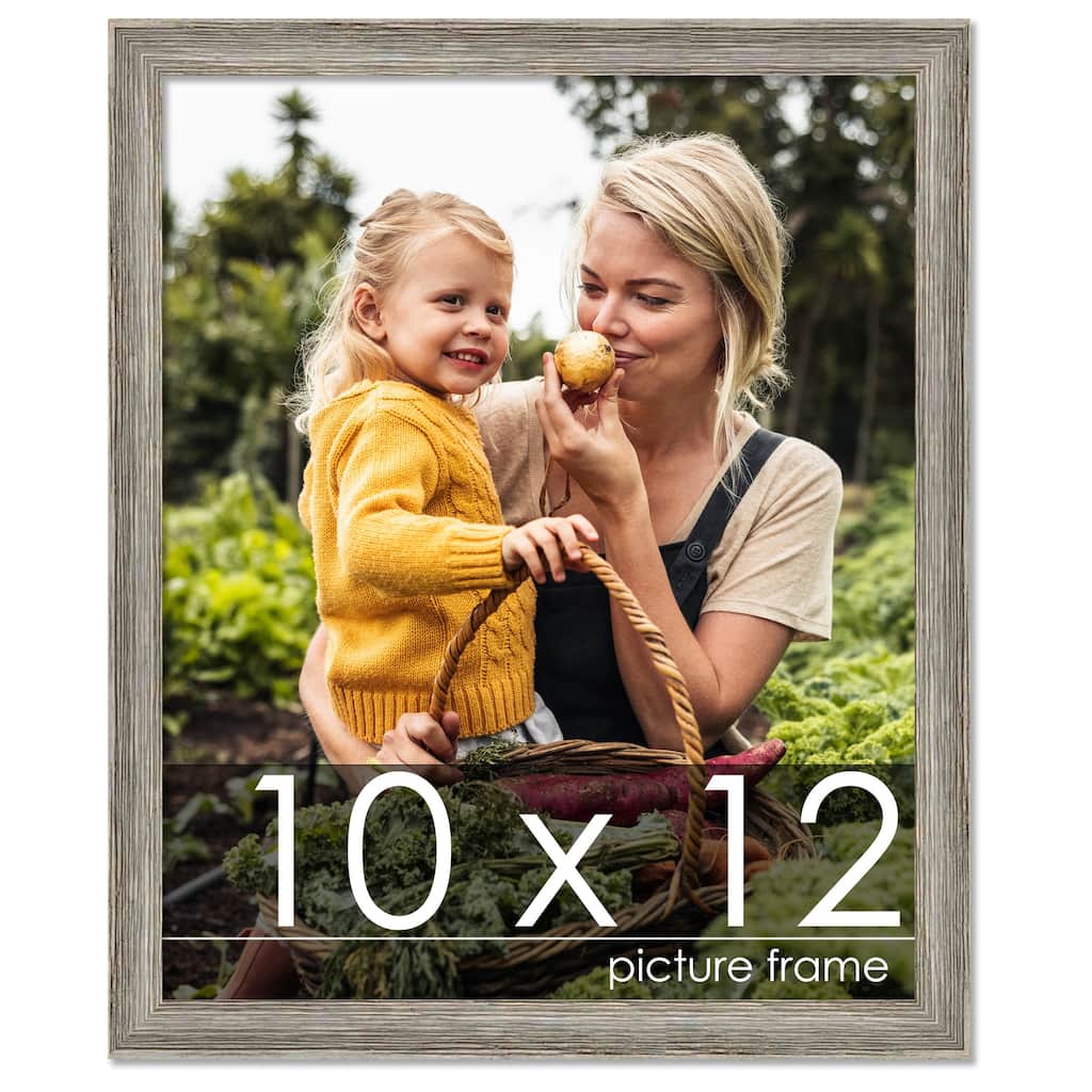 10x12 Grey Rustic Thin Barnwood Picture Frame - UV Acrylic, Foam Board Backing, Hanging Hardware