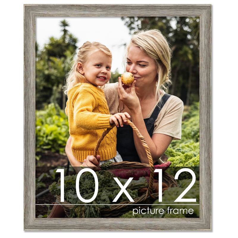 10x12 Grey Rustic Thin Barnwood Picture Frame - UV Acrylic, Foam Board Backing, Hanging Hardware - Holds 10x12 Photo