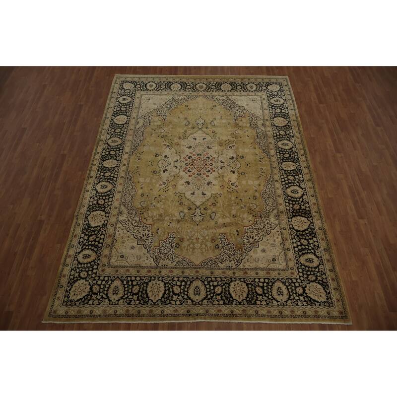 Hand Knotted Oriental 100% Wool Carpet Traditional Floral Yellow & Gold Ziegler Area Rug - 12' 4'' X 9' 0''