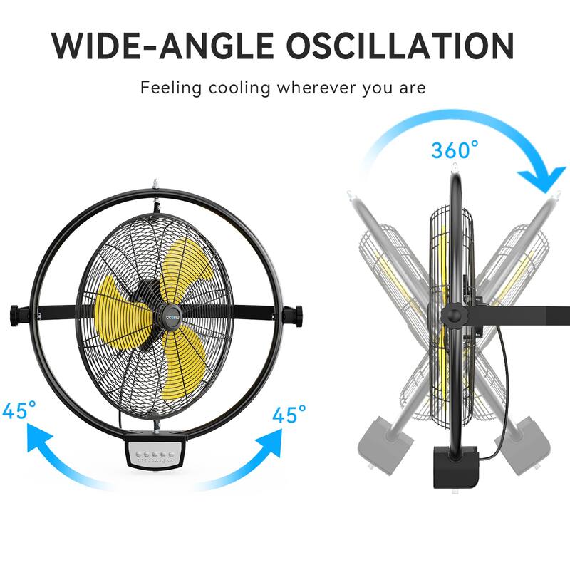 20" Industrial Black 3-Speed Commercial Grade Wall Fan with Remote