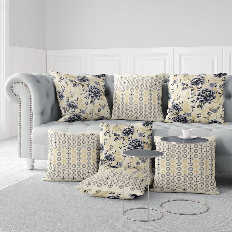 Yellow And Grey Nature's Canvas Faux Suede Throw Pillow Zipper