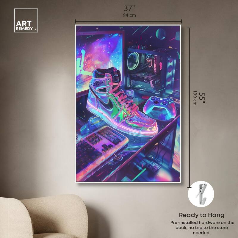 Neon Gaming Set Up Canvas by Art Remedy