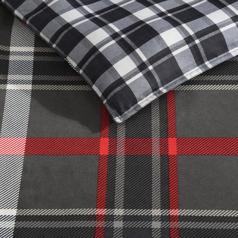Eddie Bauer Willow Plaid Reversible Grey Duvet Cover Set