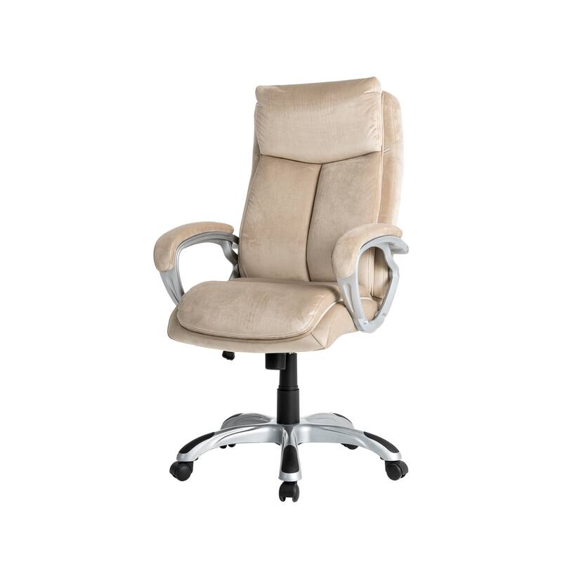 Glitzhome 47"H Velvet Gaslift Adjustable Swivel Office Chair