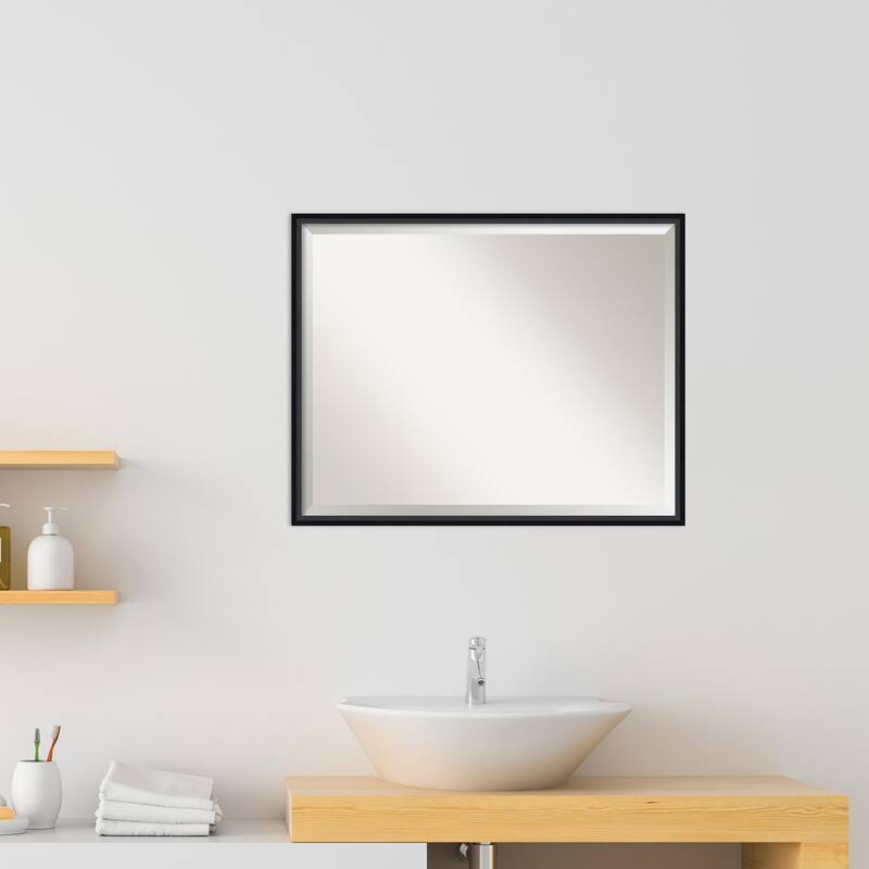Beveled Wood Bathroom Wall Mirror - Lucie Frame
