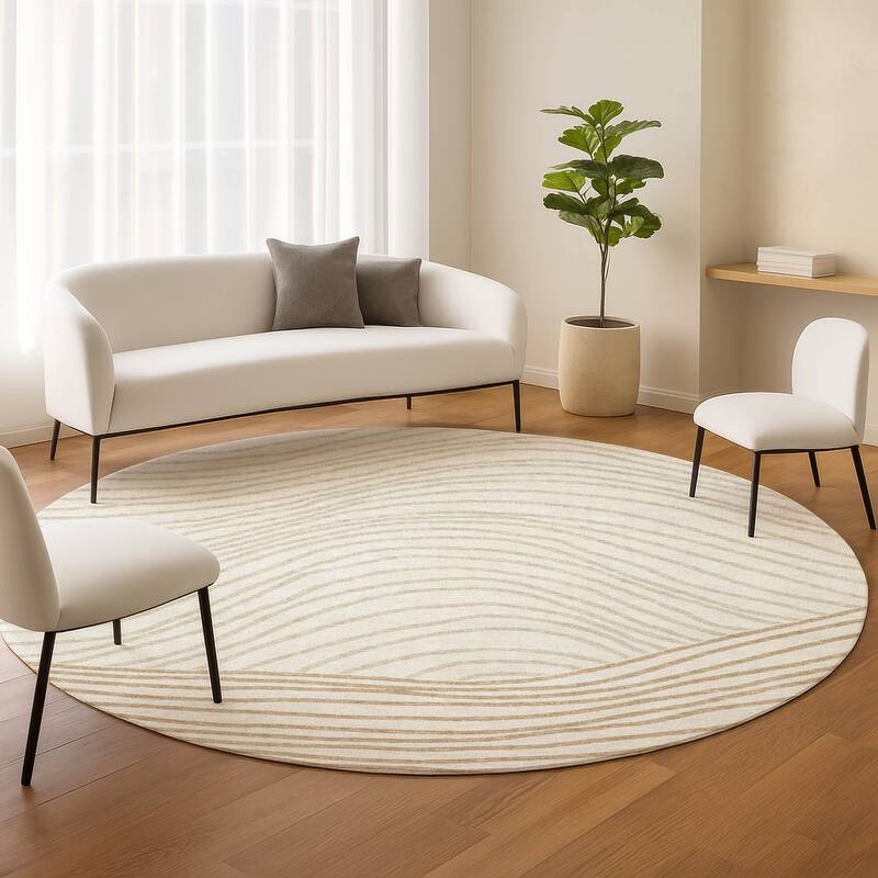 Machine Washable Indoor/ Outdoor Modern Arches Chantille Rug