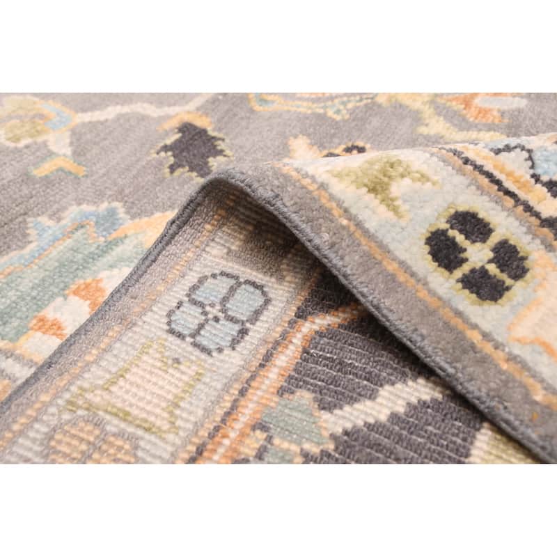 ECARPETGALLERY Hand-knotted Modern Oushak Dark Grey Wool Rug - 10'3 x 14'2