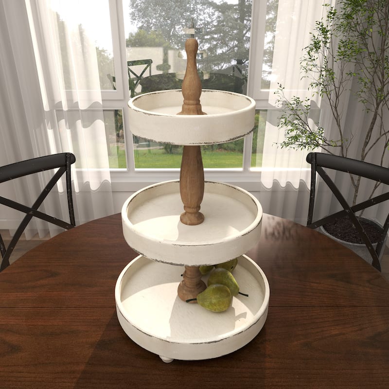 White Wood 3 Level Tiered Server
