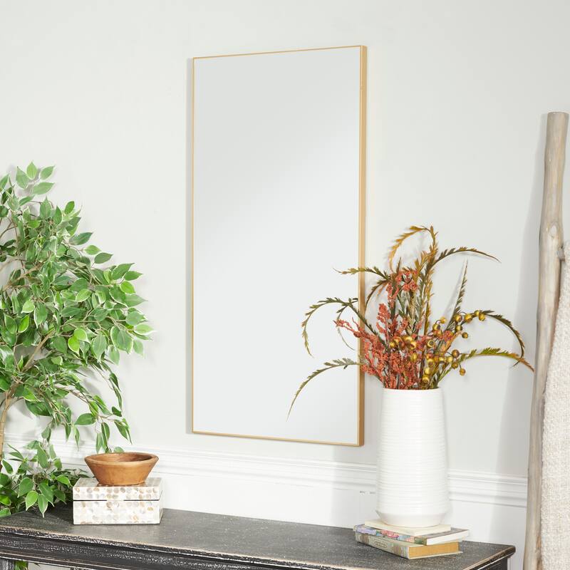 Contemporary Rectangular Wall Mirror - Multiple Finishes and Sizes - 18"W, 36"H - Gold - Extra Large