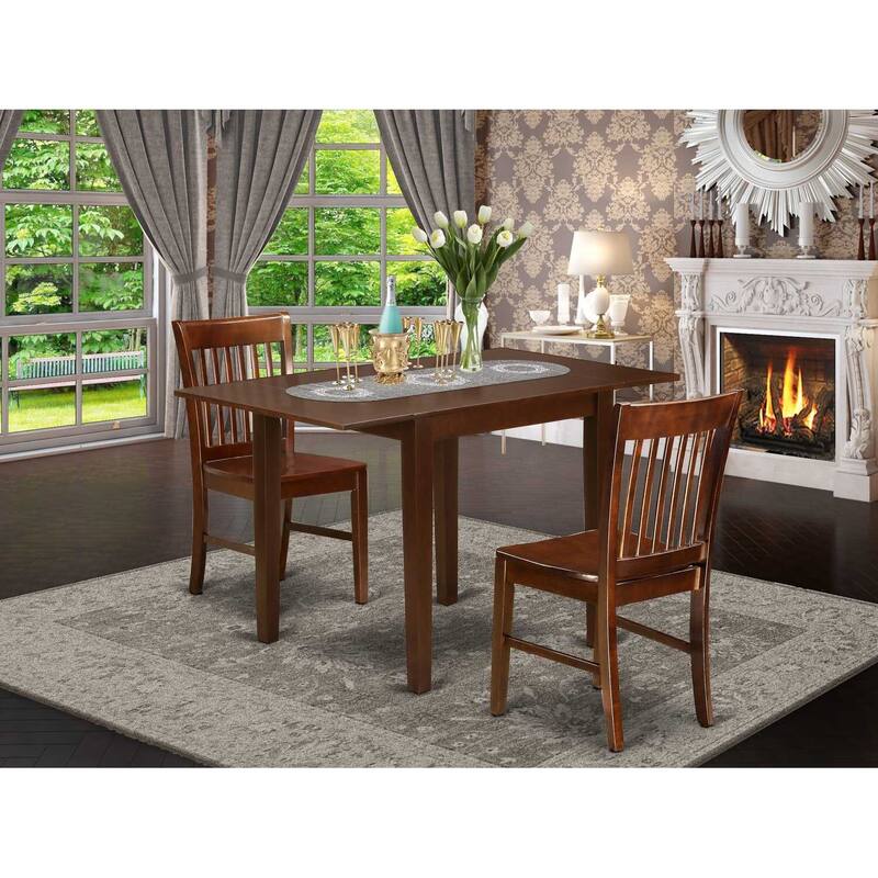 Asian Fusion 3Piece Dining Set - Small Space Table & Chairs - Mahogany Finish