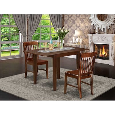 Asian Fusion 3Piece Dining Set - Small Space Table & Chairs - Mahogany Finish