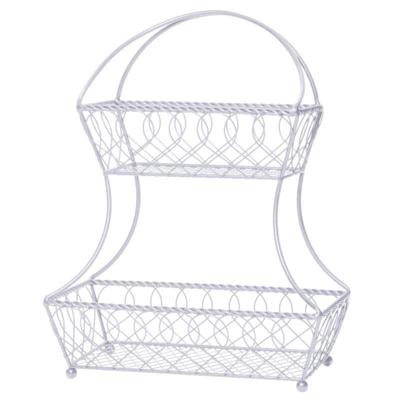 Gourmet Basics By Mikasa 2 Tier Flatback Basket White