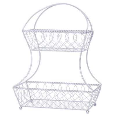 Gourmet Basics By Mikasa 2 Tier Flatback Basket White