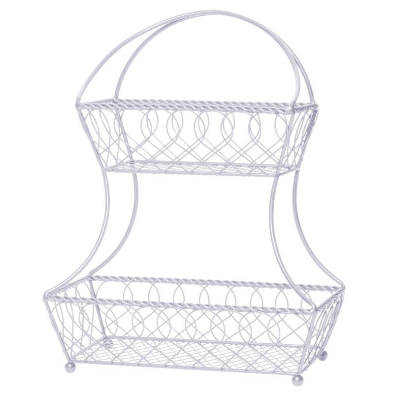 Gourmet Basics By Mikasa 2 Tier Flatback Basket White