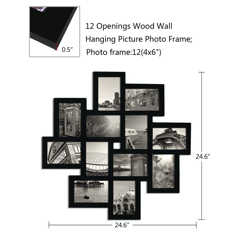  SPEPLA 12 Opening 4x6 Black Collage Picture Frames