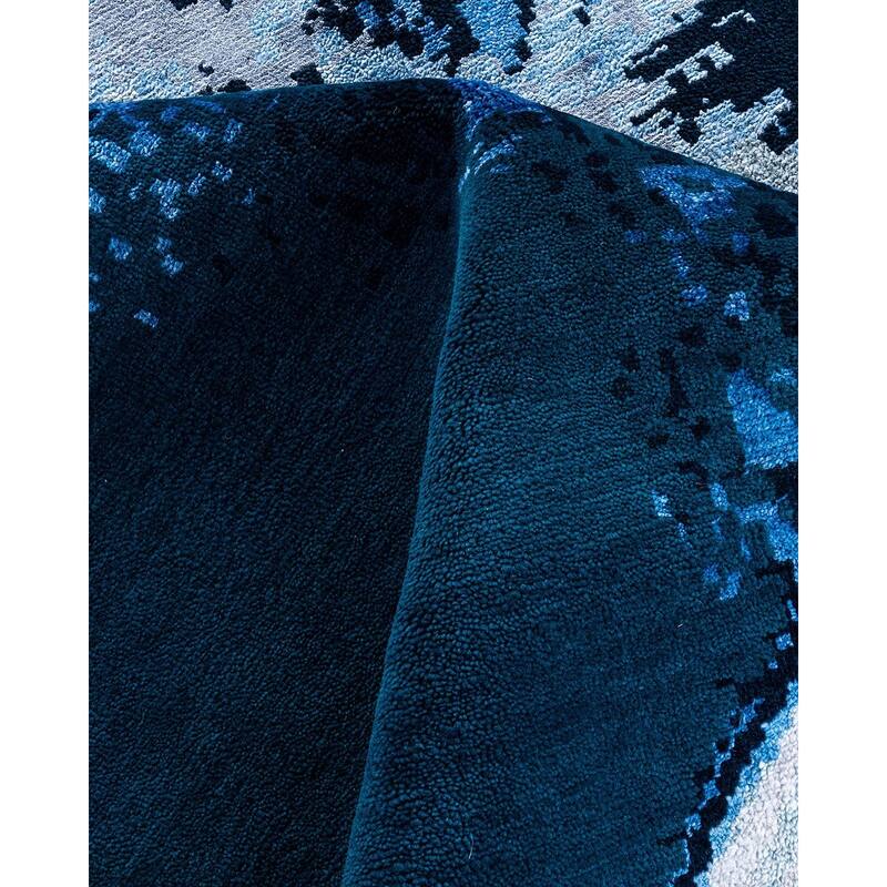 Ikat One-of-a-Kind Hand-Knotted Area Rug - Black, 9' 2" x 12' 1" - 9' 2" x 12' 1"