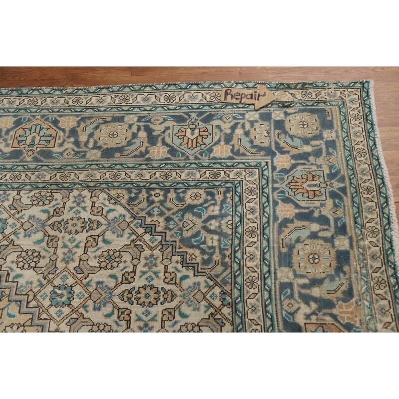Geometric Tabriz Persian Area Rug Handmade Oriental Pink Wool Carpet - 8'4"x 11'5"