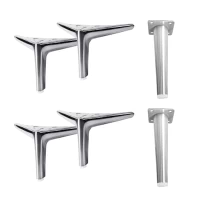 6" Silver Finish Metal Legs, Sturdy Replacement for Sofa & Tables, Set of 6