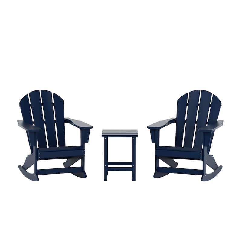 Polytrends Laguna Hdpe All Weather Outdoor Patio Rocking Chairs With Side Table (3-Piece Set)