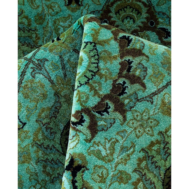 Overdyed One-of-a-Kind Hand-Knotted Area Rug - Green - 7' 1" x 7' 1"