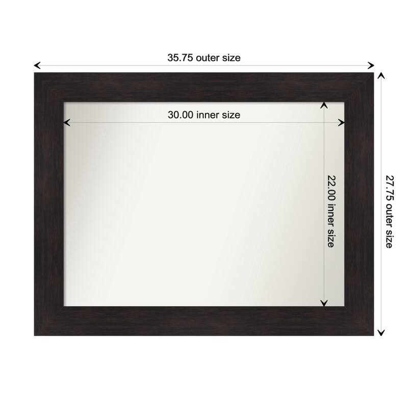 Furniture Espresso Framed Non-Beveled Custom Wall Mirror, Bathroom Vanity Mirror - Outer Size: 35.75 x 27.75