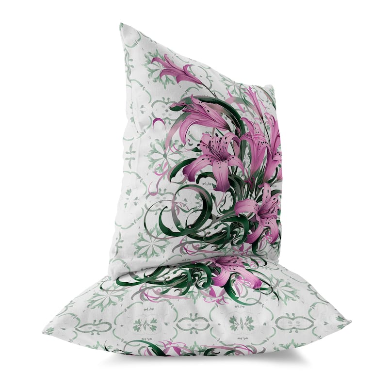 Brown And Green Lily Legends Faux Suede Throw Pillow Zipper
