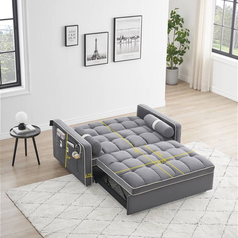 Velvet Convertible Sleeper Sofa Bed