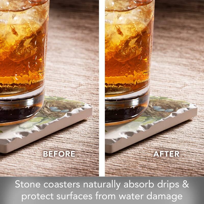CounterArt Bluebird Absorbent Stone Tumbled Tile Coaster Set of 4 Made in The USA Protective Cork Backing