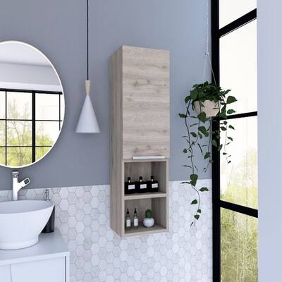 Medicine Cabinet with 2 Interior Shelves, 2 External Shelves, Single Door Storage Cabinet, White